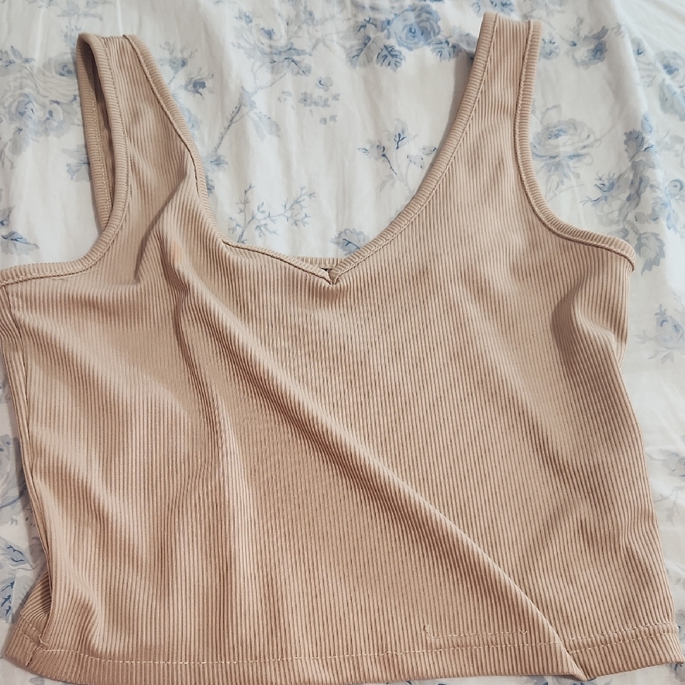 Tan Ribbed Tank Top